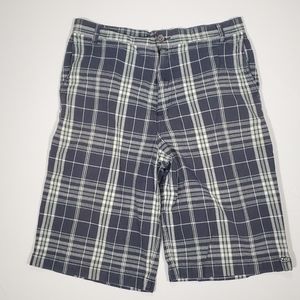 VANS Blue Plaid Flat Front Casual 10" Shorts Sz 30